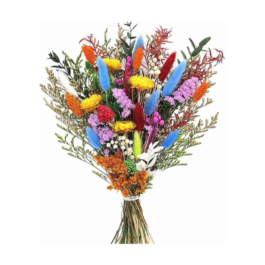 Umero Dried Flower Bouquet -17in Boho Vibrant Mixed Wildflowers for Vase