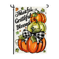 Thanksgiving Garden Flag 12x18 In, Pumpkin with"Thankful Grateful Blessed"
