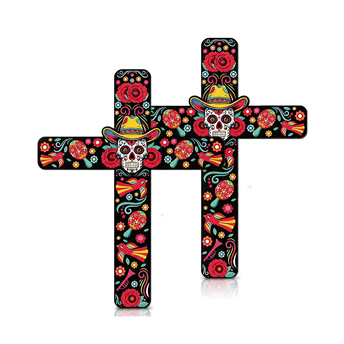 Day of The Dead Decorations - 2PCS Dia de Los Muertos Cross Wall Decor
