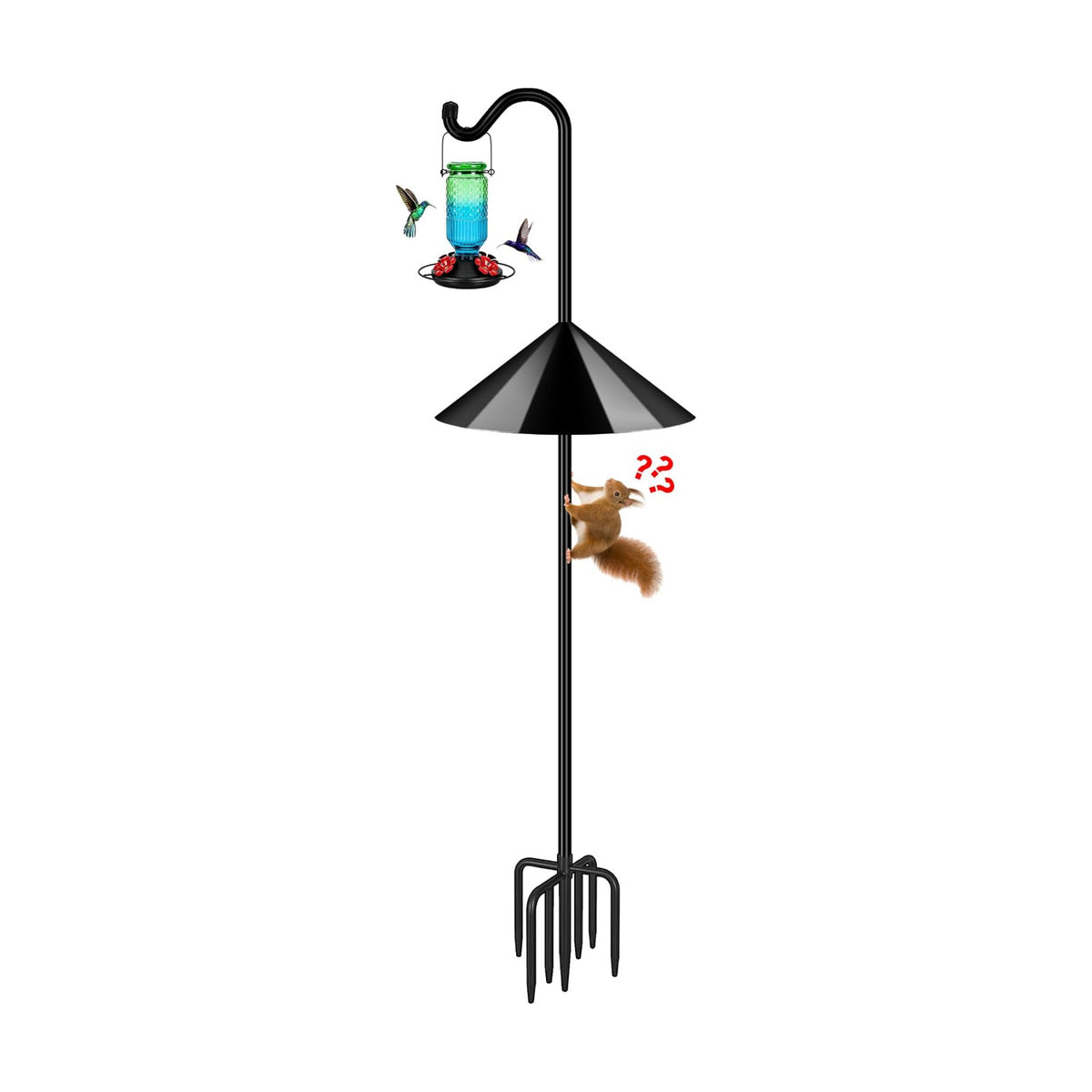 FEED GARDEN 108’’ Bird Feeder Pole Squirrel Proof 1 Pack, Shepherds Hook