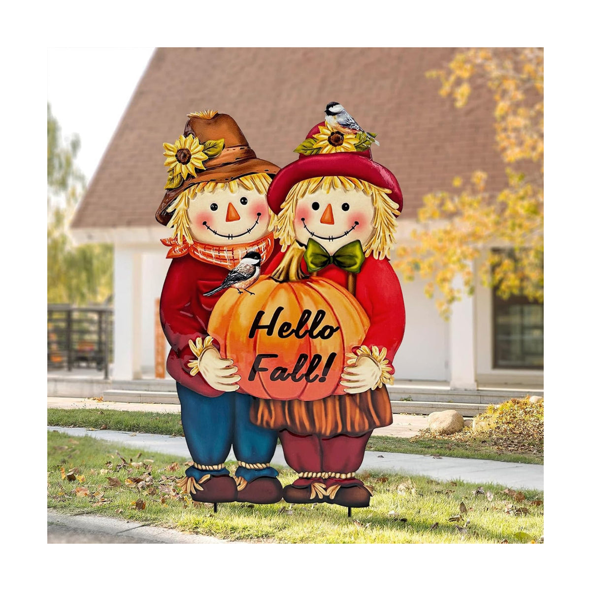 Fall Decorations Outdoor,Thanksgiving Scarecrow with Pumpkin Garden Decor