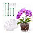 Orchid Pots, 5 Pack 5 Inch Clear Orchid Pot with Hole, Saucer and Stake