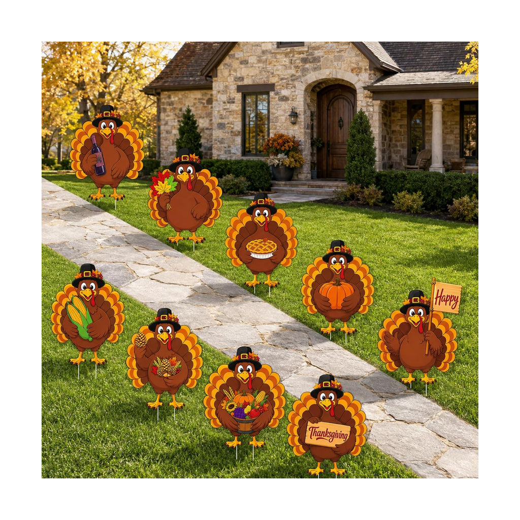 Turkey Yard Decorations Outdoor, Fall Harvest Yard Signs with Stakes Decor