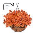 Artificial Fake Orange Fall Mums Flowers Planter Hanging Basket for Outdoor