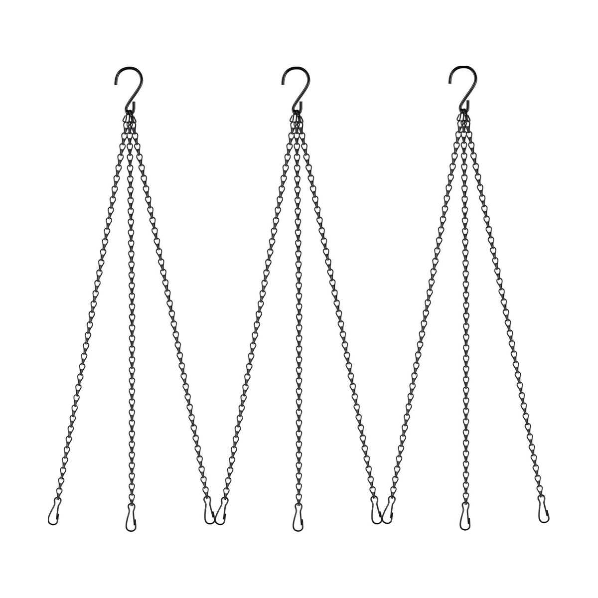 3Pack 20Inch Hanging Baskets Chain,Black Hanging Chain with 3 Clips
