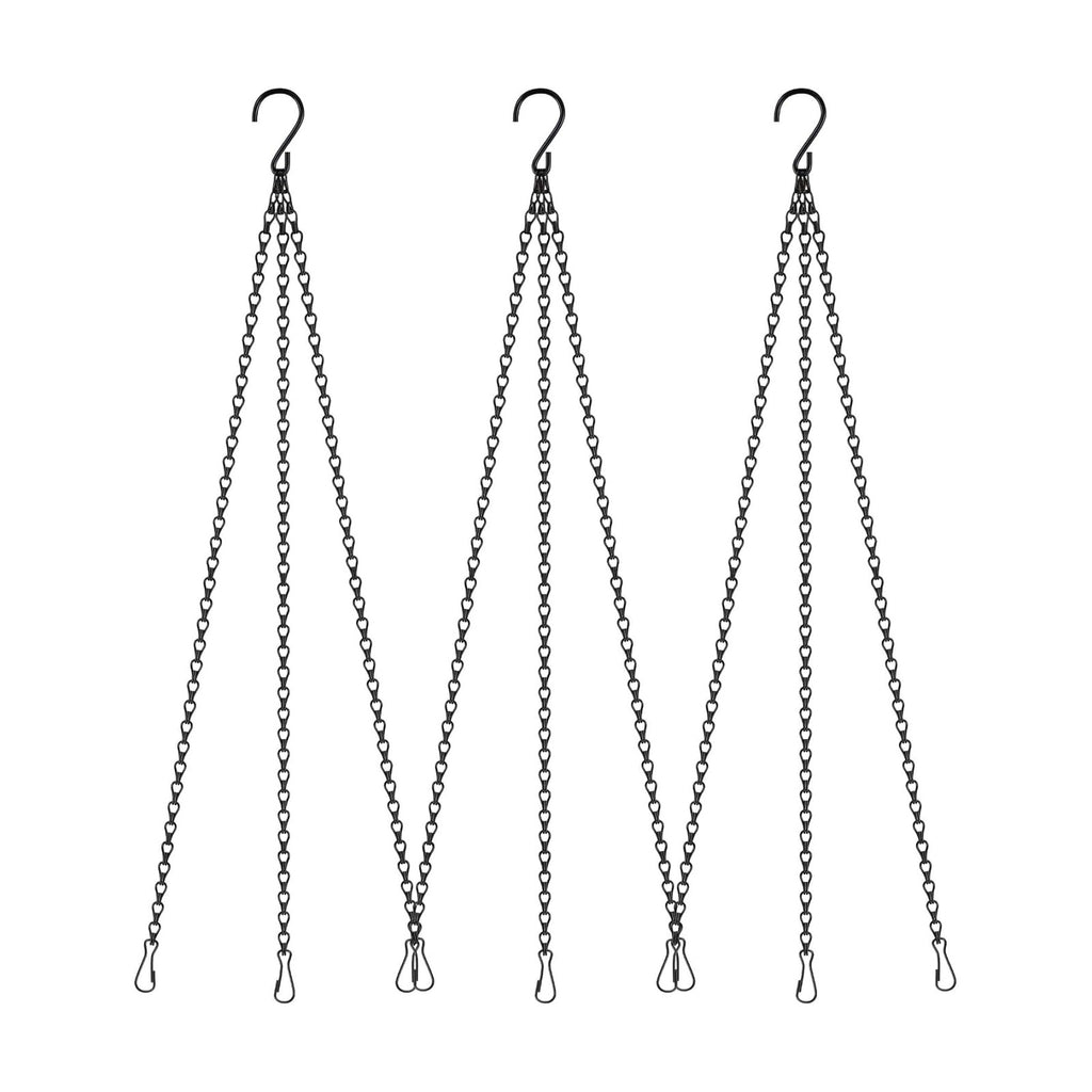 3Pack 24Inch Hanging Chain,Black Hanging Baskets Chain with 3 Clips