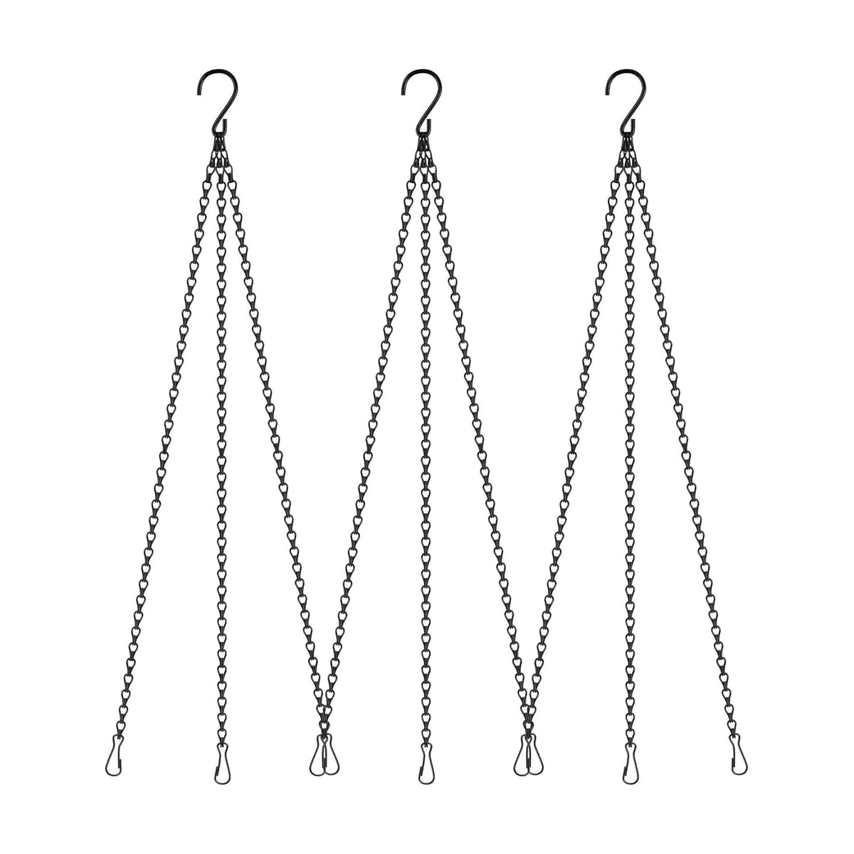 3Pack 24Inch Hanging Chain,Black Hanging Baskets Chain with 3 Clips