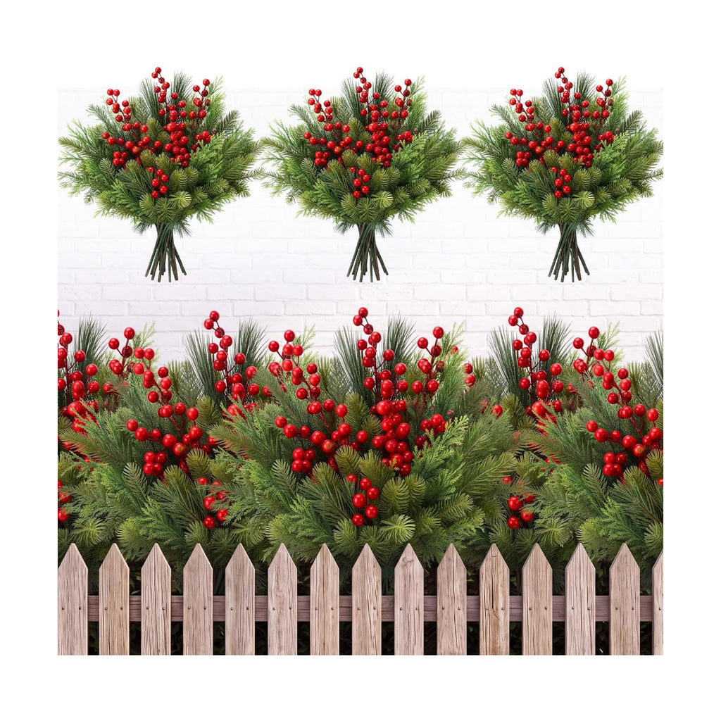 Suncalla 24 Pcs Artificial Christmas Flowers for Outdoors Winter, Fresh