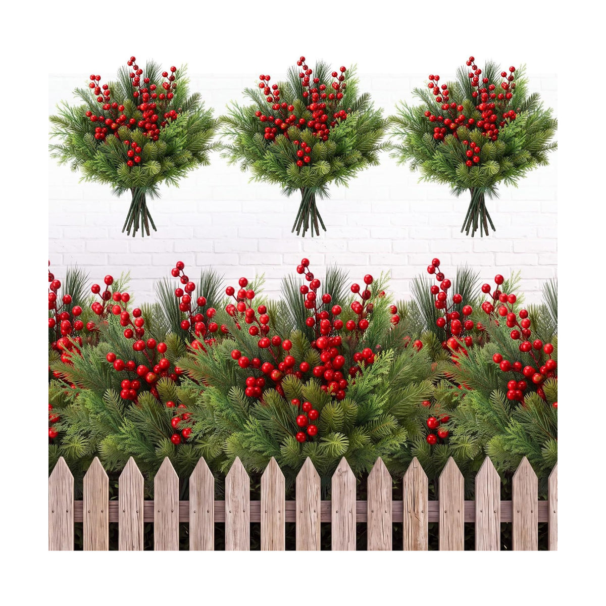 Suncalla 24 Pcs Artificial Christmas Flowers for Outdoors Winter, Fresh