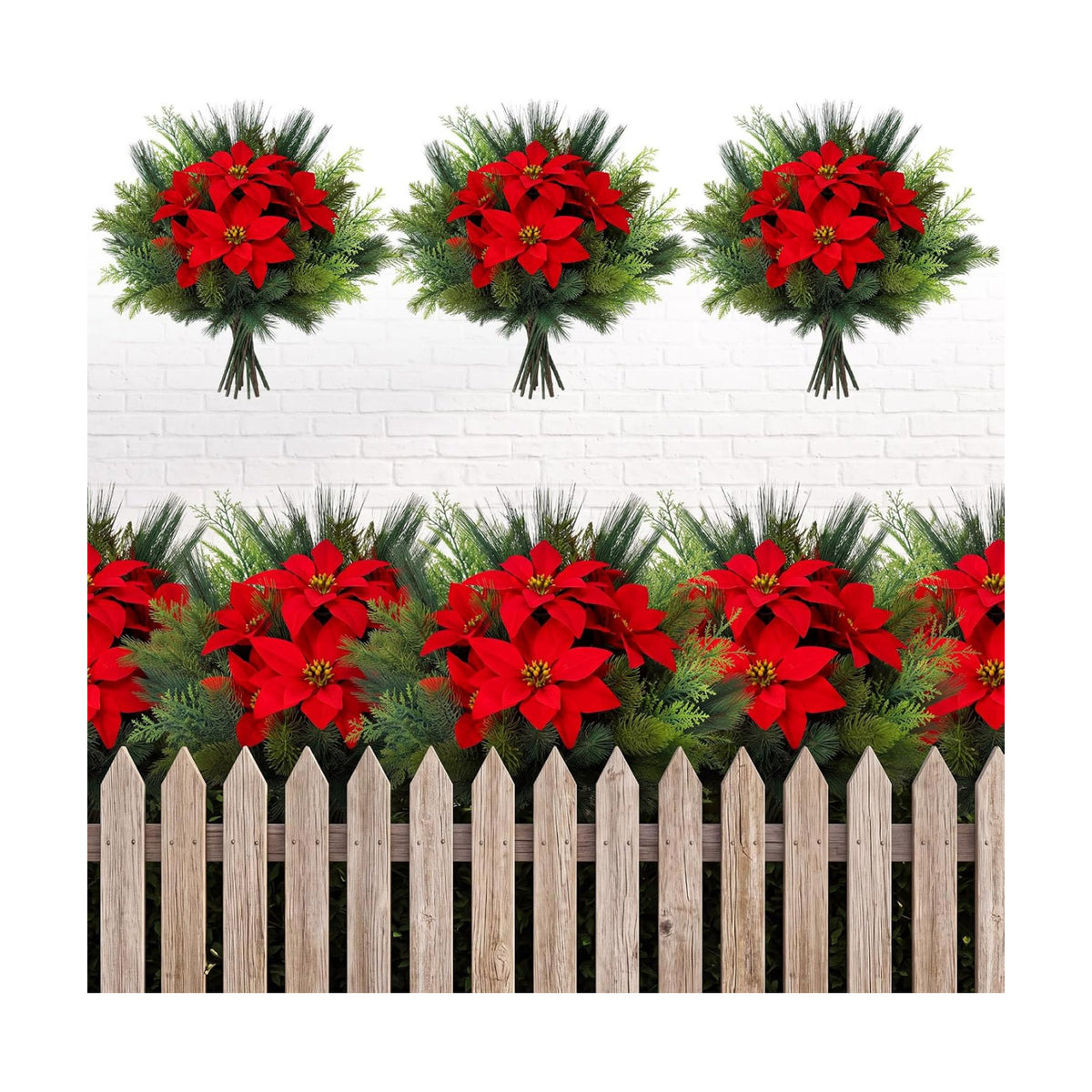Suncalla 24 Pcs Artificial Christmas Flowers for Outdoors Winter, Stylish