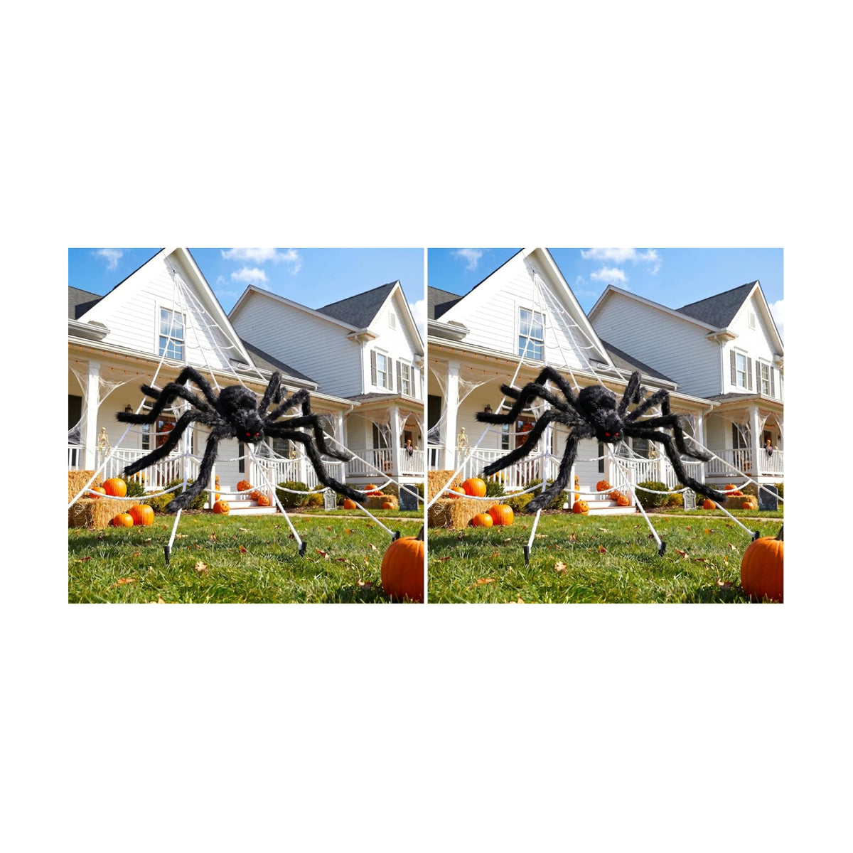 Land Guard 236'' Big Spider Web Halloween Decor+70'' Huge Spider for Roof with Triangular Big Web for on House Outside and Inside (Pack of 2)