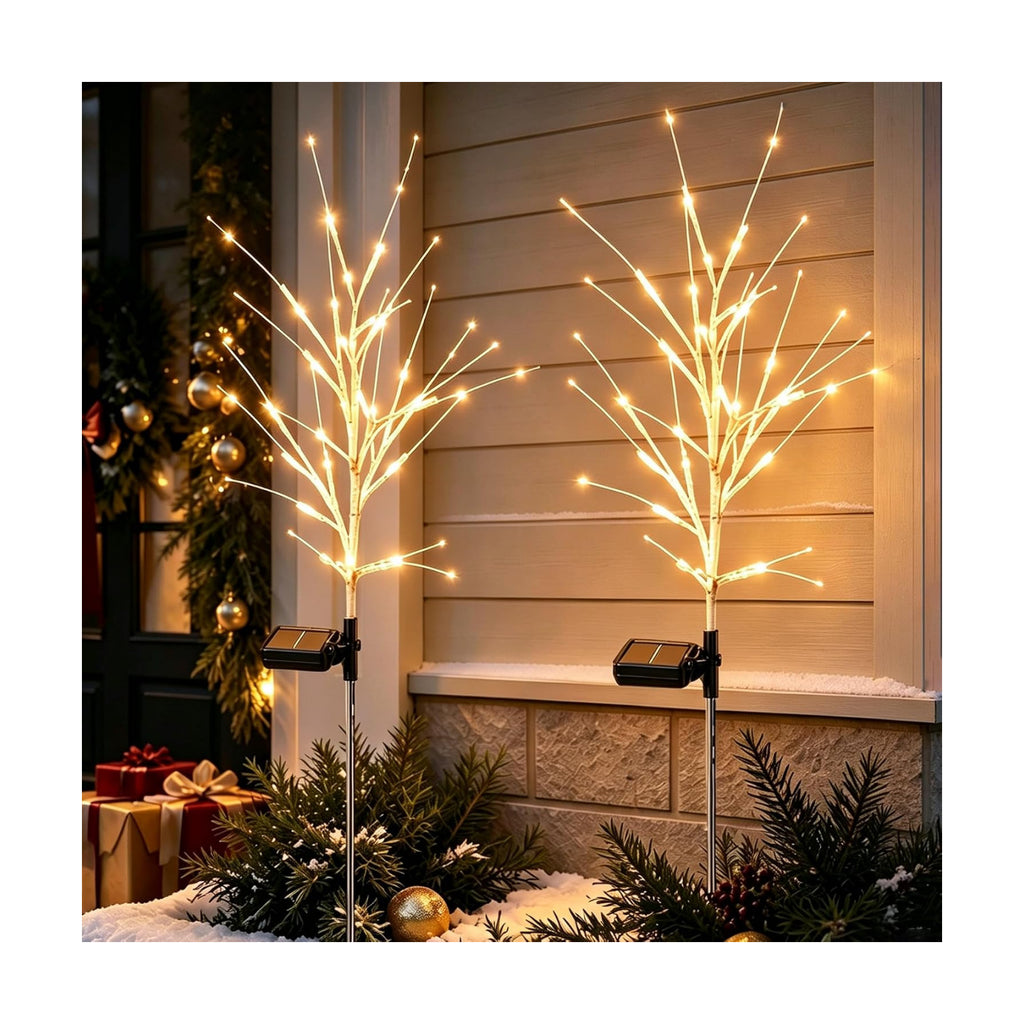 Outdoor Christmas Decorations 43 Inch Lighted Birch Tree with Fairy Lights
