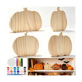 Halloween Wooden Pumpkin Craft Kit, DIY Paintable Tabletop Ornaments Set