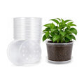 MIXC Clear Nursery Pots with Drainage Holes and Saucers, 12Inch, 12Pack