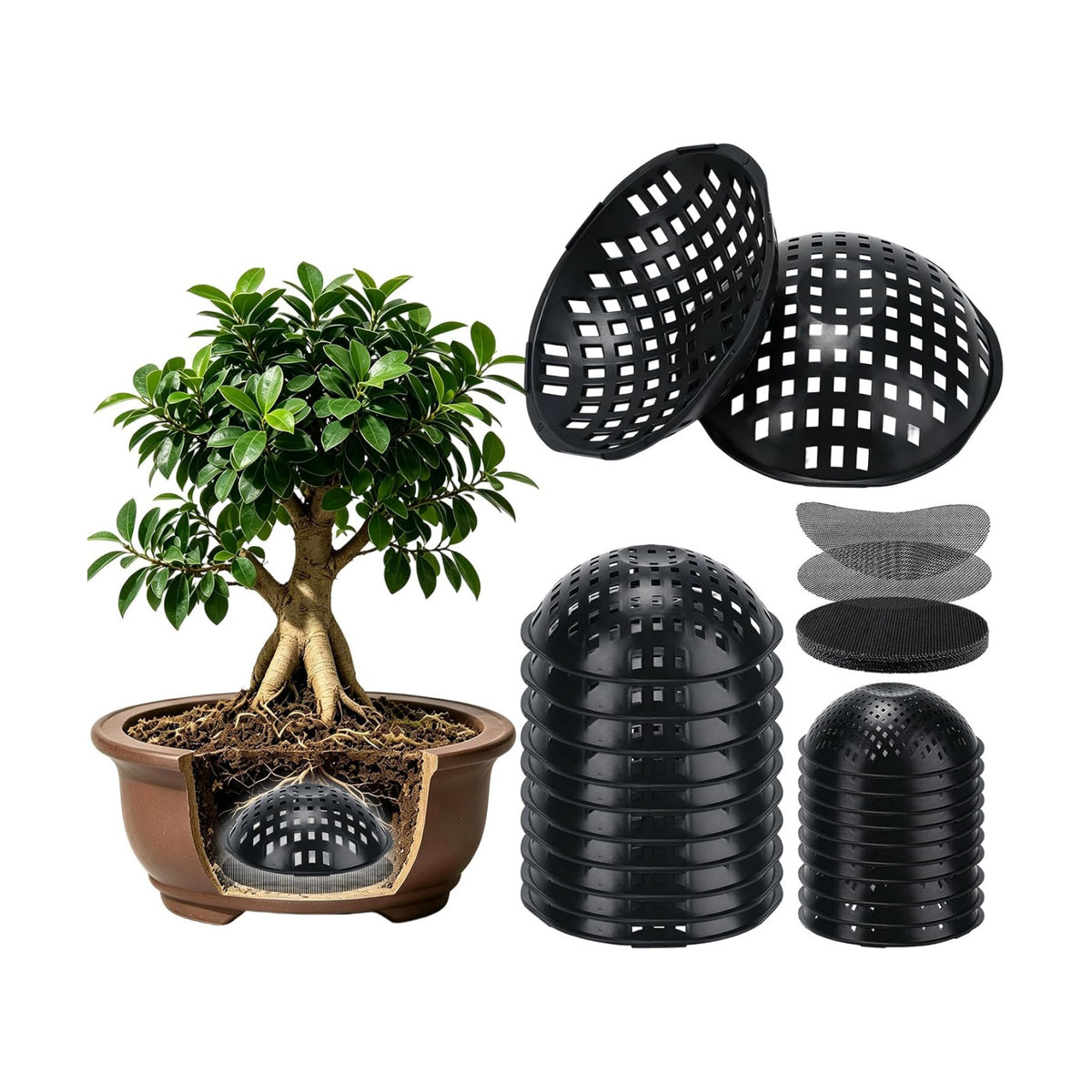Large Repotting Planter Pot Mesh Screens, Plant Drainage Inserts Mats Pads