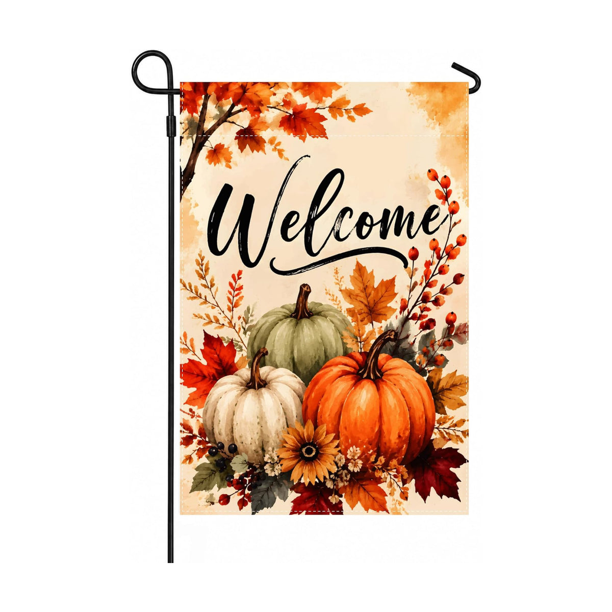 Fall Decor - Fall Pumpkin Welcome Garden Flag | Thanksgiving Decorations