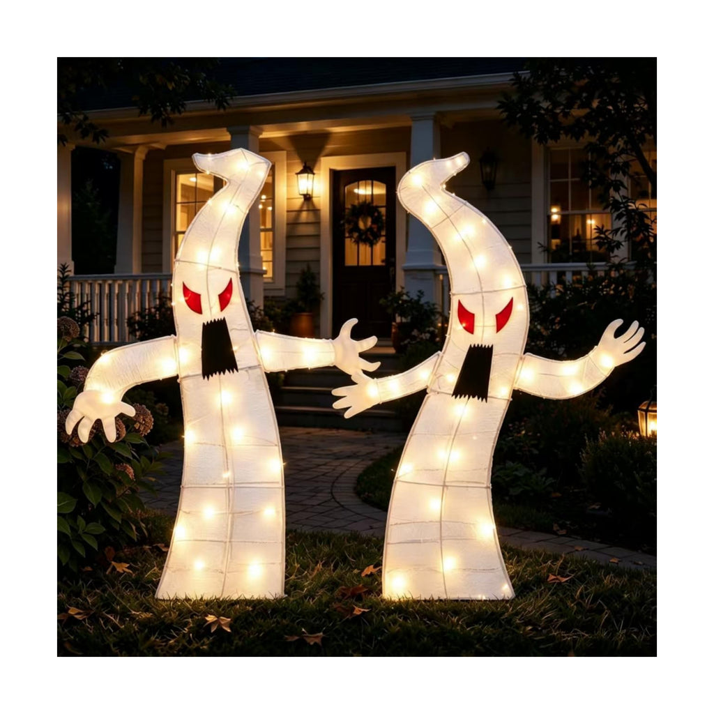 2 Pack 30Inch Halloween Decorations Outdoor Light Up White Ghost Decor