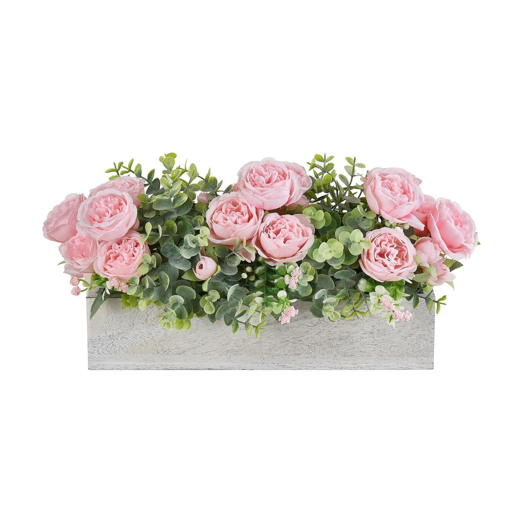 Artificial Flowers in Wood Box, Centerpieces for Tables Farmhouse Decor
