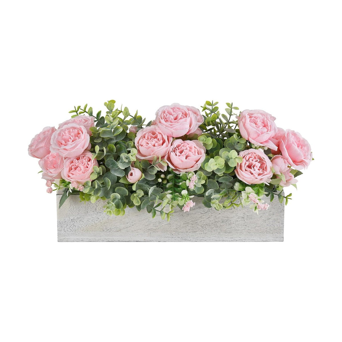 Artificial Flowers in Wood Box, Centerpieces for Tables Farmhouse Decor