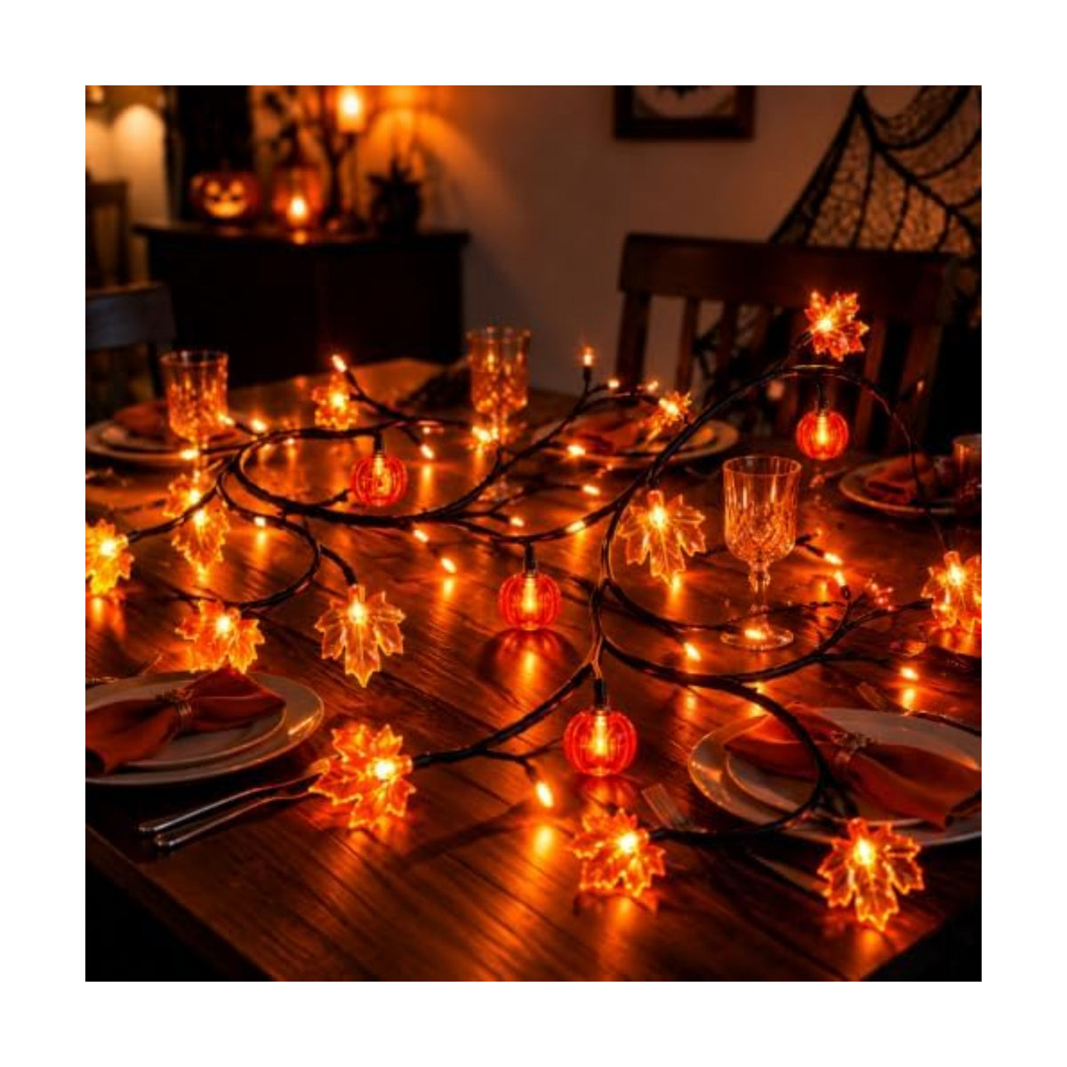Halloween Willow Vine Branch Light, Pumpkin Maple Leaf Orange Light