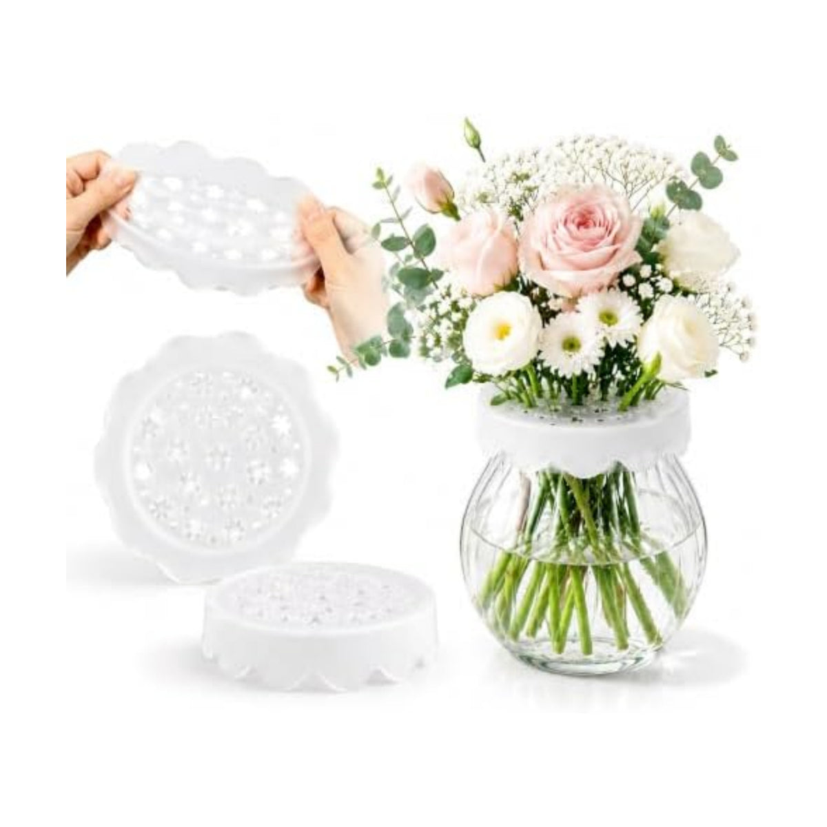 2 Pack Silicone Flower Arranging Grid for Vases, Flower Arrangement Holder