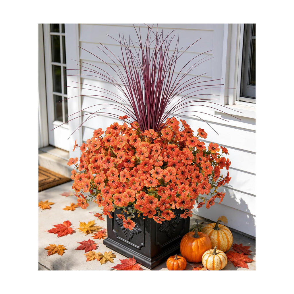 INSPRING Fall Artificial Mums for Outdoors 12 Pcs, UV Resistant Fall Flower