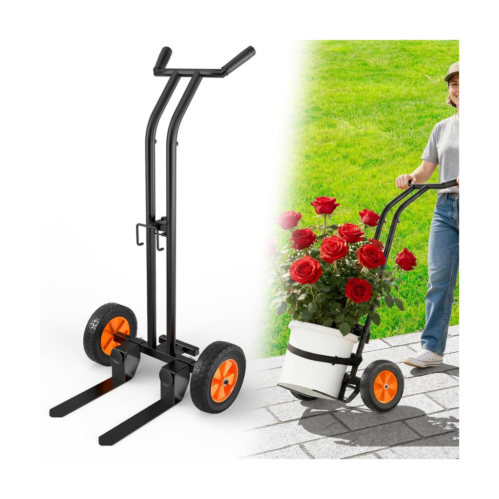 Heavy Duty Plant Dolly with Wheels, Adjustable Pot Mover Plant Caddy, No-Bend Rolling Garden Trolley with Suction Cups