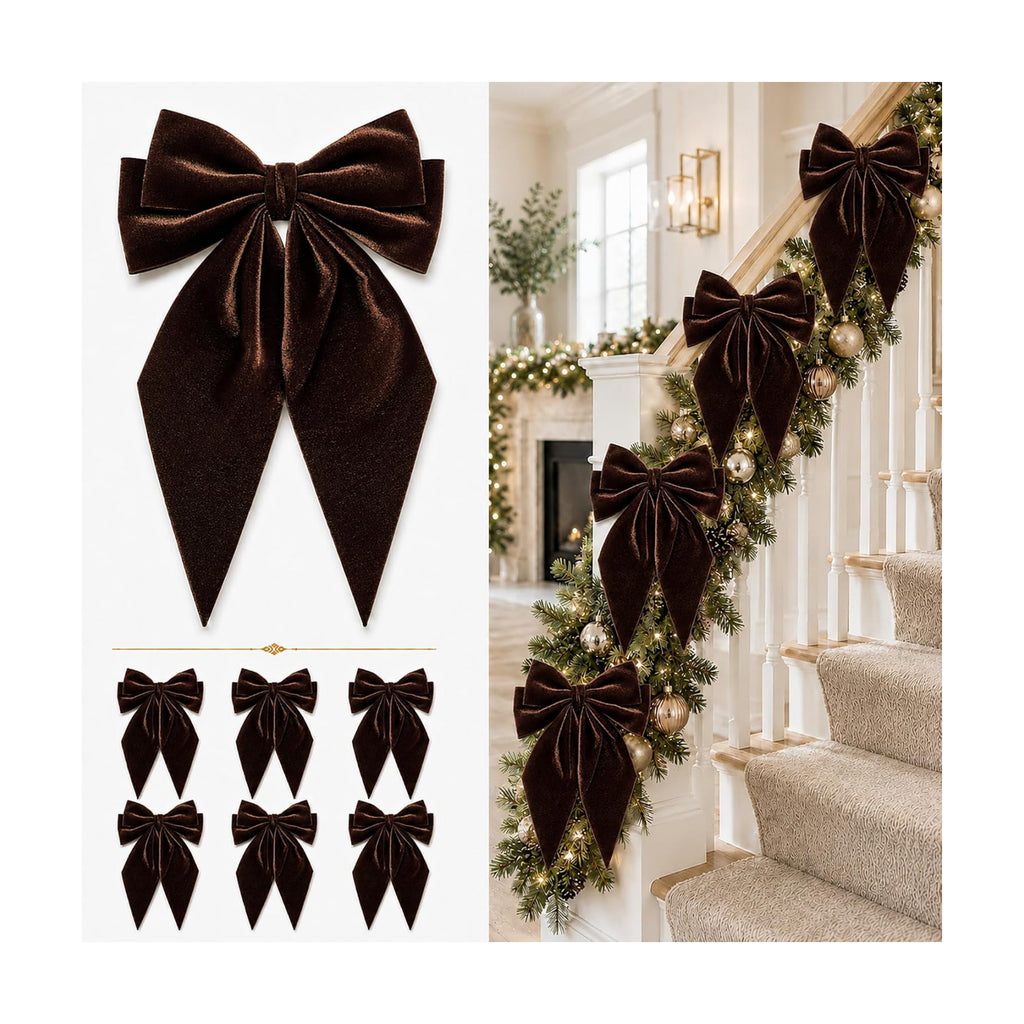 Large Christmas Bows, Velvet Bows for Xmas Tree Topper Garland Wreath Decor