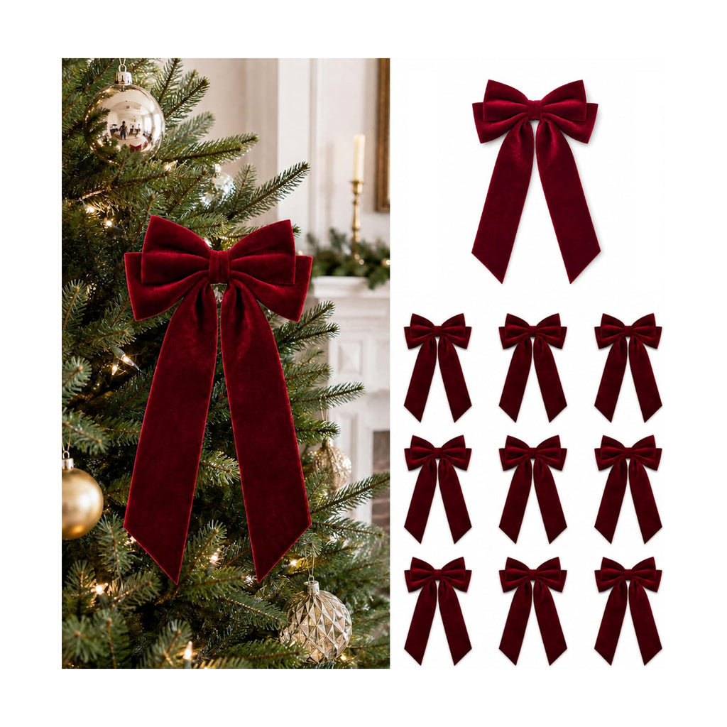 Velvet Bows for Christmas Tree, Christmas Bows for Garland Wreath Decor