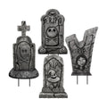 4PCS Metal Halloween Tombstone Yard Signs with Stakes Outdoor Decorations