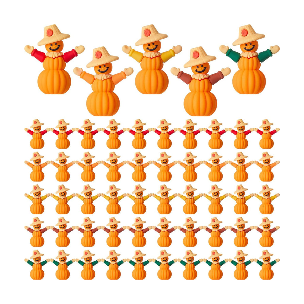 Beeveer 50 Pcs Fall Scarecrows Mini Figurine,Thanksgiving Pumpkin Scarecrow
