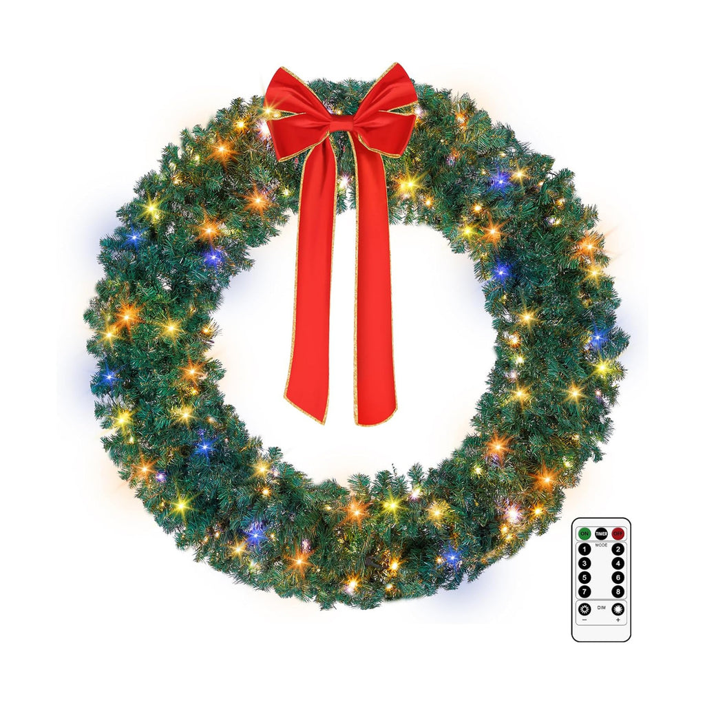 VINGLI 60 Inch Christmas Wreath Dual Color Fence, Party Decor, Plug-in LED