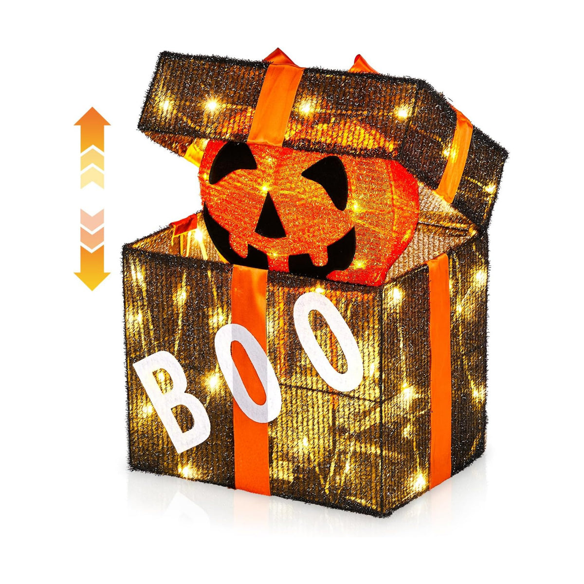 Outvita Halloween Pumpkin Lighted Gift Box, 60 LED Lights for Outdoor