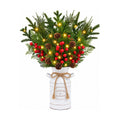 Christmas Table Decor with Metal Pot, Winter Xmas Centerpieces for Tables
