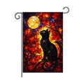 Fall Decor - Stained Glass Black Cat Moon Fall Thanksgiving Garden Flag