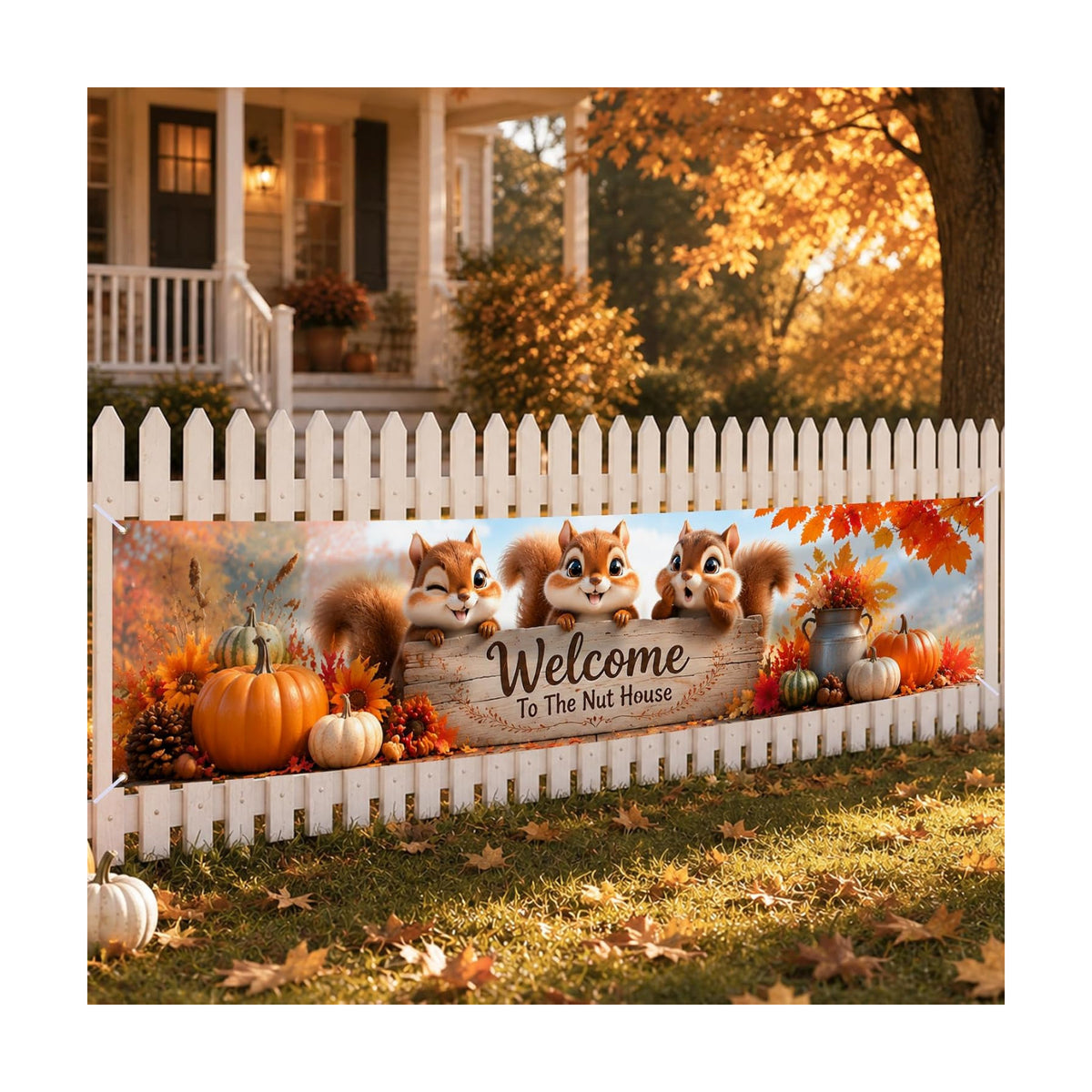 Nuxovilar Happy Fall Banner,78.7"x17.7" Polyester