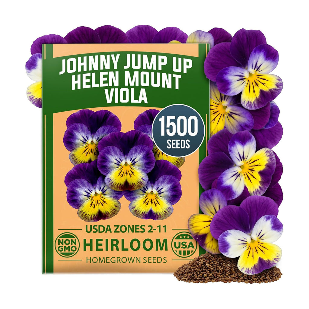 HOME GROWN Johnny Jump Up Helen Mount Viola Seeds, 1,500, Viola Tricolor