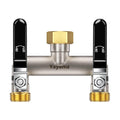 2 Way Garden Hose Splitter, 3/4" GHT Outdoor Faucet Splitter | Heavy-duty Solid Brass Body, Easy-turn Handles &