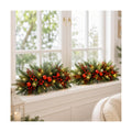 Yalikop 2 Pcs 24.5 Inch Christmas Swags with Light, Ball and Berry