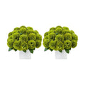 SITUMEIZI 12 Pcs Green Artificial Chrysanthemums Flowers Ball Flower Fake Mums Silk for St Patricks Day Wedding Home Kitchen Decoration Floral Arrangement Table Centerpiece (Pack of 2)