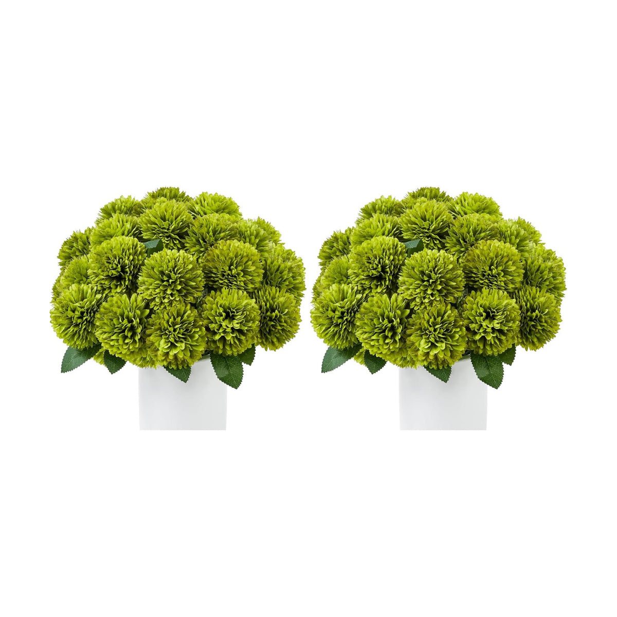 SITUMEIZI 12 Pcs Green Artificial Chrysanthemums Flowers Ball Flower Fake Mums Silk for St Patricks Day Wedding Home Kitchen Decoration Floral Arrangement Table Centerpiece (Pack of 2)