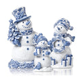 Suzile 3 Pcs Chinoiserie Snowman Decor, Wooden Winter Tiered Figurines
