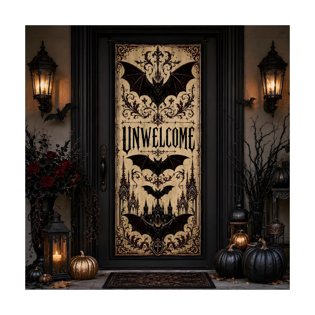 Halloween Decorations - UNWELCOME Gothic Halloween Door Cover