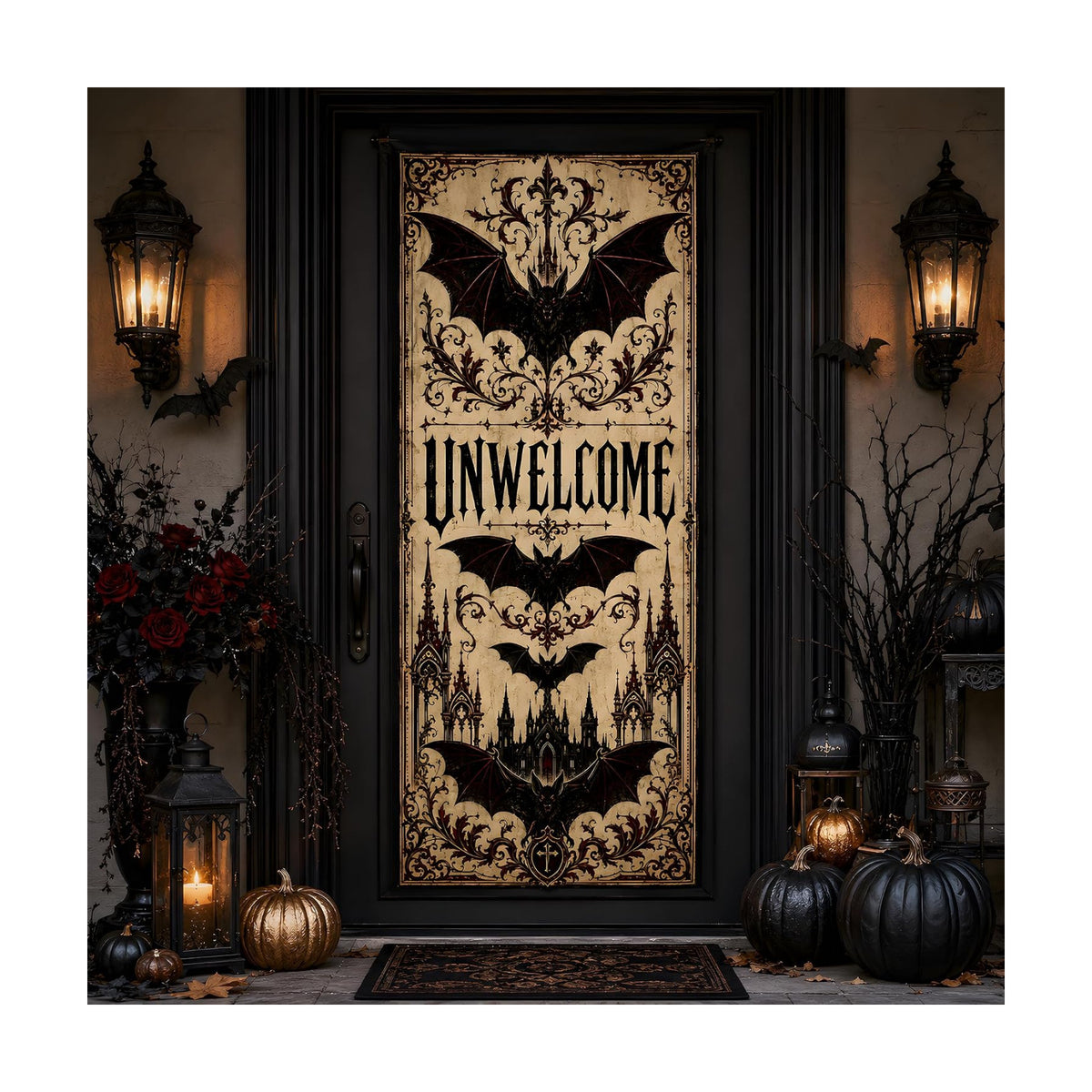 Halloween Decorations - UNWELCOME Gothic Halloween Door Cover