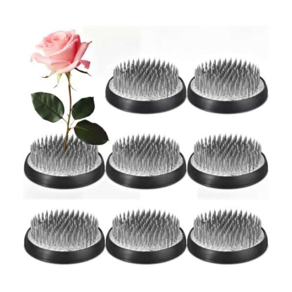 Sliner 8 Pcs 3.15 x 0.43 Inch Floral Frog Round Brass Flower Holder, Silver