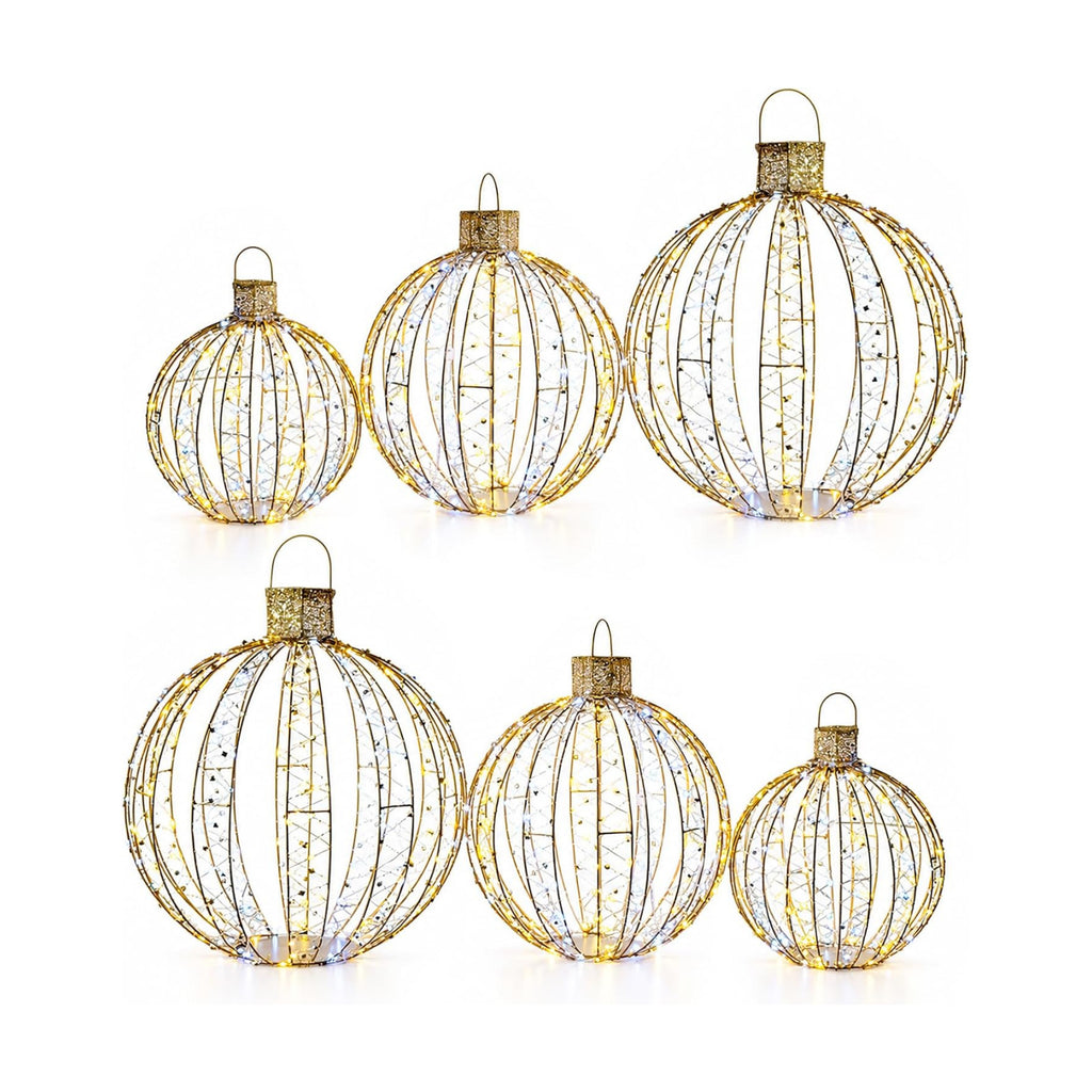 6PCS Large 19''+16''+12'' LED Large Christmas Lighted Balls