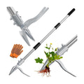Weed Puller Tool with Gloves, Long Handle Stand Up Weed Tool, Heavy Duty Weeder Remover Tool with 4 Claw Steel Head for