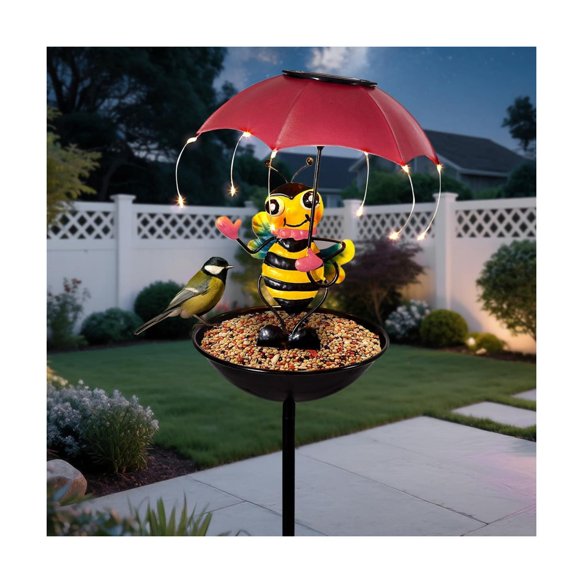 Solar Bird Feeders for Outdoors, Bee Garden Decor with Umbrella Light