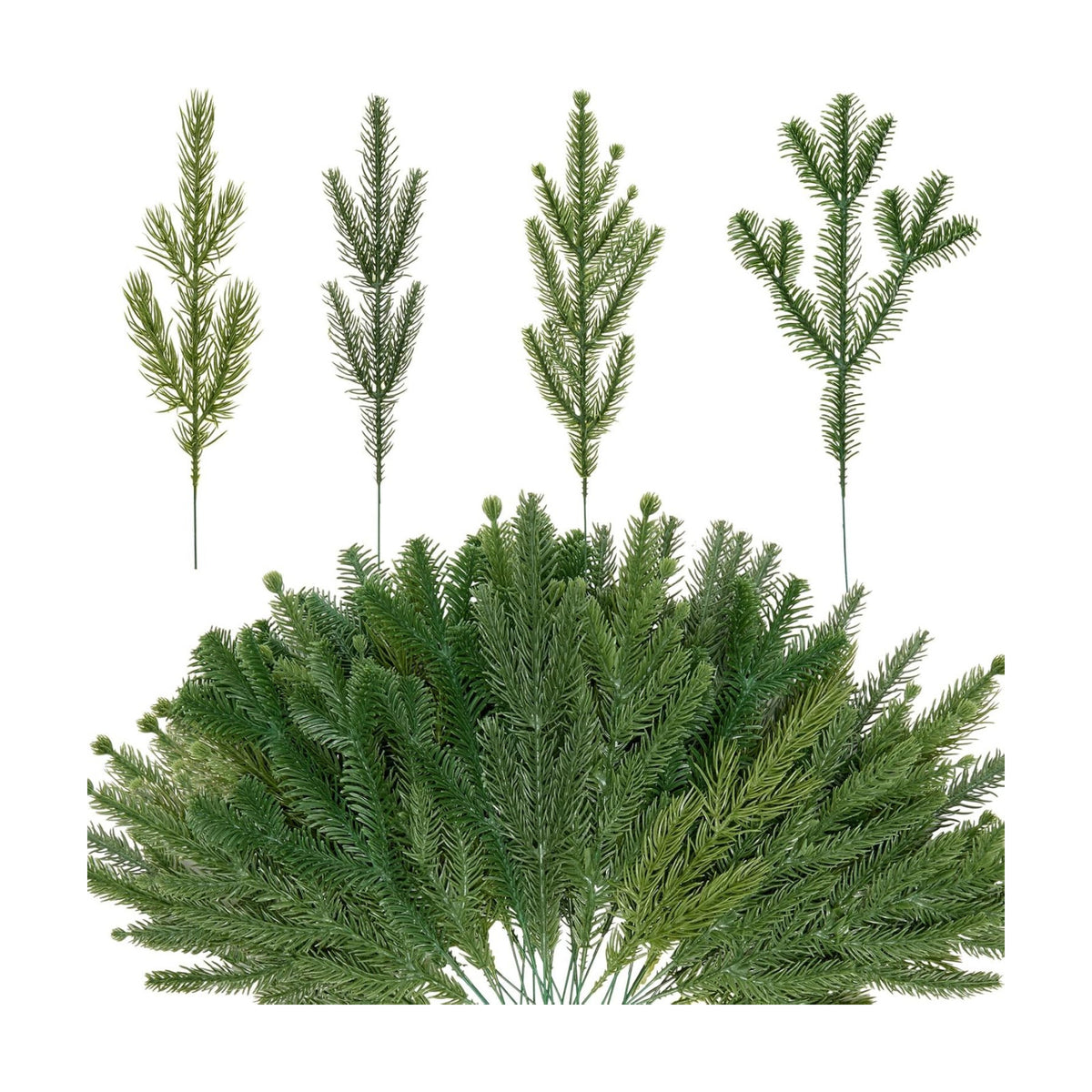 Yunlly 40 Pcs Christmas Artificial Pine Needle Branches, Classic