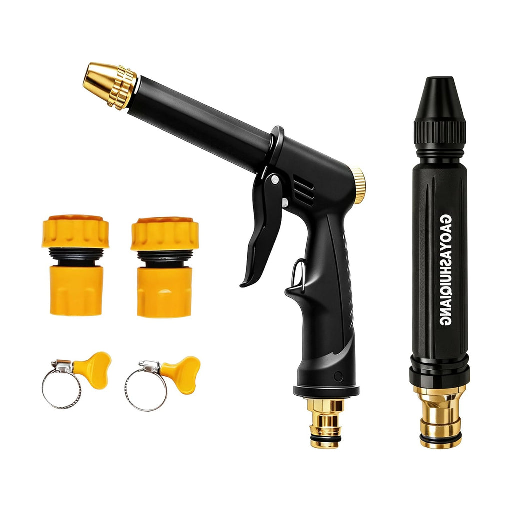 Garden Hose Spray Gun Kit, High Pressure Hose Nozzle with Connector Set | Garden Hose Nozzle with 2 Hose Quick Connect